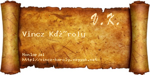 Vincz Károly névjegykártya